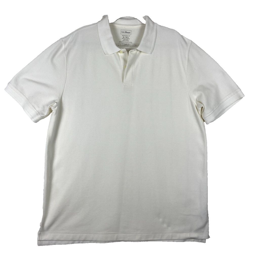 LL Bean Polo Shirt Men's Traditional Fit XL Tall, White Short Sleeve NWOT